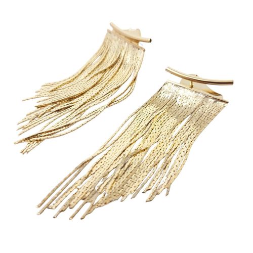 Womens 18ct Gold Plated Waterfall Party Tassel Earrings - - 8cm - Harfi - Modalova