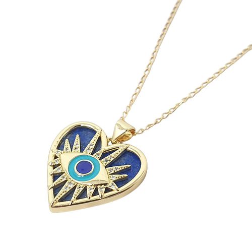 Womens Protection Lapis Lazuli Blue Evil Eye Necklace - - 18 inches - Harfi - Modalova