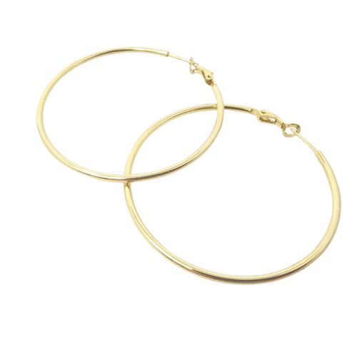 Womens 18ct Gold Plated 50mm Everyday Hoop Earrings - - 5cm - Harfi - Modalova