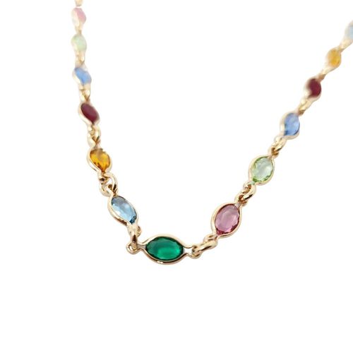 Womens 18ct Gold Vermeil Multi Gemstone Crystal Necklace - - 18 inches - Harfi - Modalova