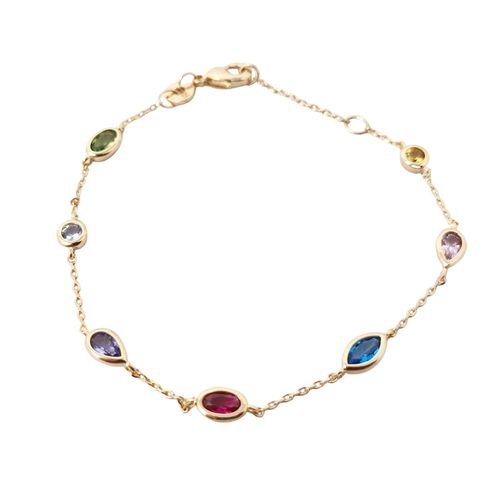 Womens 18ct Gold Plated Mixed Multi Coloured Gemstone Bracelet - - 7 inches - NastyGal UK (+IE) - Modalova