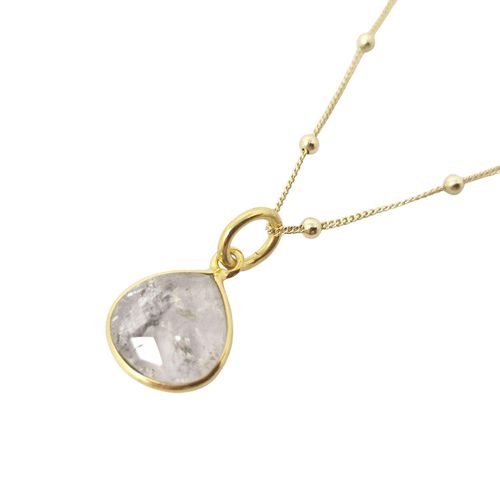 Womens 18ct Gold Plated Herkimer Diamond Crystal Necklace - - 18 inches - Harfi - Modalova