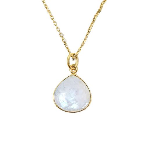 Womens 18ct Gold Vermeil Plated Moonstone June Birthstone Necklace - - 18 inches - Harfi - Modalova