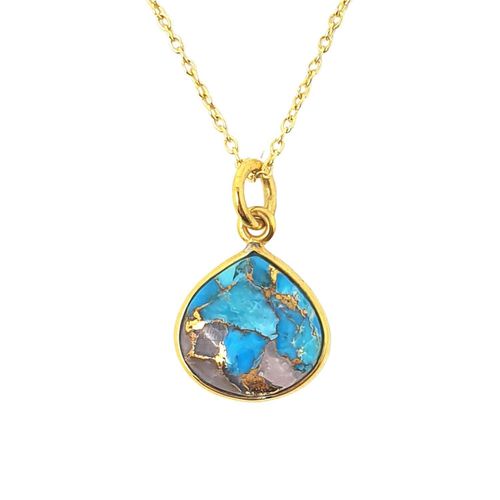 Womens 18ct Gold Vermeil Plated Opal & Turquoise Necklace - - 18 inches - Harfi - Modalova