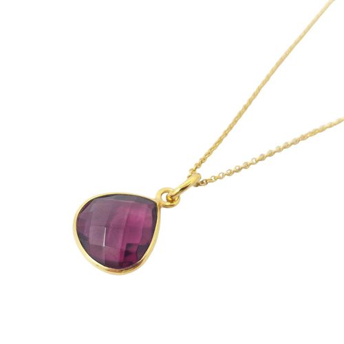Womens Pink Tourmaline October Birthstone Gold Plated Necklace - - 18 inches - Harfi - Modalova