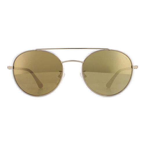 Round Light Gold Crystal Grey Brown Gold Mirror Sunglasses - - One Size - Police - Modalova