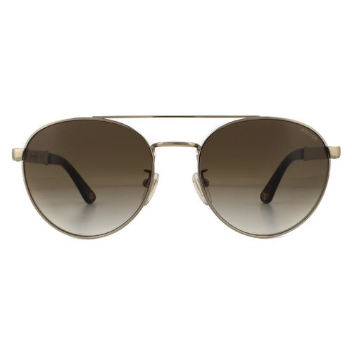 Round Shiny Grey Gold Brown Gradient Sunglasses - - One Size - Police - Modalova