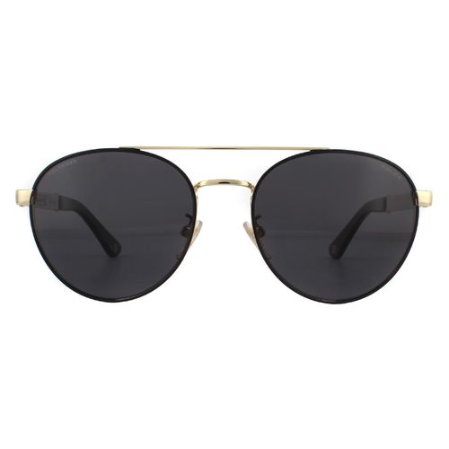 Round Rose Gold Shiny Black Smoke Grey Polarized Sunglasses - - One Size - Police - Modalova