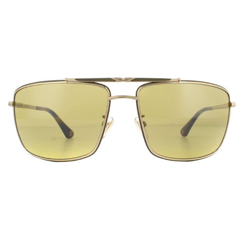 Rectangle Shiny Grey Gold Brown Sunglasses - - One Size - Police - Modalova
