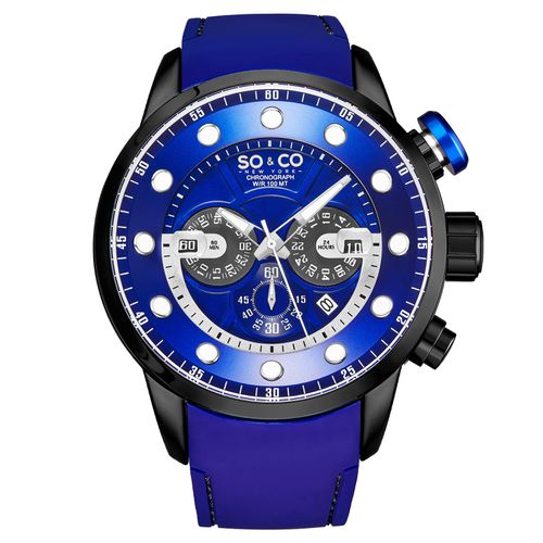 Precision-Driven Power: 50mm Chronograph Watch with Silicone Rubber Strap and Luminous Details - Model 5270 - - One Size - SO&CO - Modalova