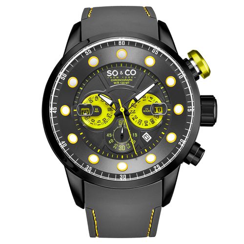 Precision-Driven Power: 50mm Chronograph Watch with Silicone Rubber Strap and Luminous Details - Model 5270 - - One Size - SO&CO - Modalova