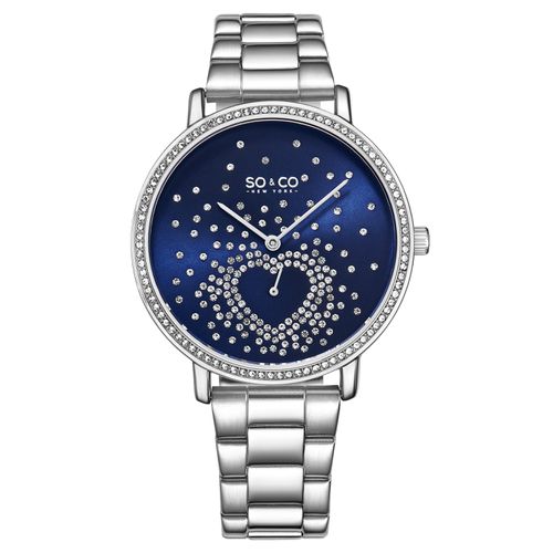 Womens Madison 5580 39mm Crystal Heart Watch with Stainless Steel Bracelet - - One Size - SO&CO - Modalova