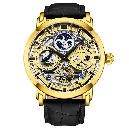 Anatol 3924 Automatic 47mm Skeleton Watch Dual Time Subdial, AM/PM Indicator, and - - One Size - STÜHRLING Original - Modalova