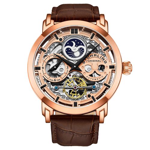 Anatol 3924 Automatic 47mm Skeleton Watch Dual Time Subdial, AM/PM Indicator, and - - One Size - STÜHRLING Original - Modalova