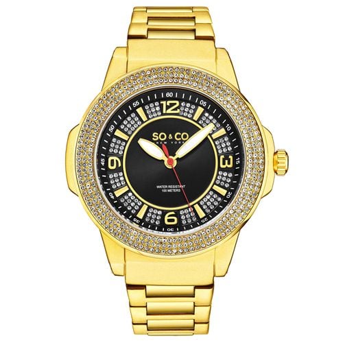Madison 5565 48mm Quartz Watch with Crystal Studded Bezel and Silver Dial - - One Size - SO&CO - Modalova