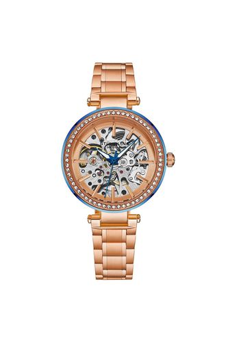 Womens Stuhrling Automatic Skeleton Dial Watch with Crystal Studded Bezel and Stainless Steel Link Bracelet 36mm Case, 3 ATM Water Resistant - Metalli - NastyGal UK (+IE) - Modalova