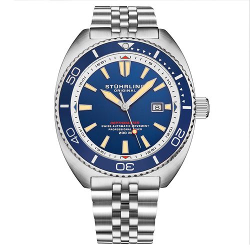 Swiss Automatic Depthmaster Diver Watch Stainless Steel Case With rotating Unidirectional Bezel and Stainless Steel 5 Link Jubilee Bracelet Water Resi - STÜHRLING Original - Modalova