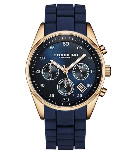 Men's Tempo Chronograph Watch 42mm Case, Silicone Strap, Date Water Resistant 4059 - - One Size - STÜHRLING Original - Modalova