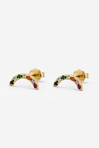 Womens Gold Rainbow Stud Earrings - - One Size - MUCHV - Modalova