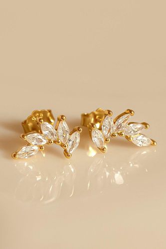 Womens Gold Cluster Stud Earrings - Marquise Crown - - One Size - MUCHV - Modalova