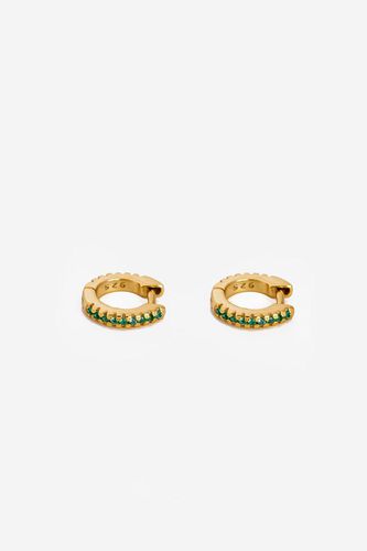 Womens Gold Tiny Helix Tragus Huggie Hoop Earrings With Green Stones - - One Size - MUCHV - Modalova