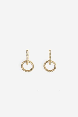 Womens Gold Small Hoop Earrings With Round Removable Charms - - One Size - MUCHV - Modalova