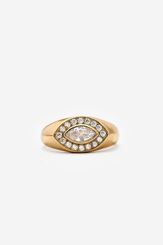 Womens Gold Adjustable Signet Ring With Evil Eye - - One Size - MUCHV - Modalova