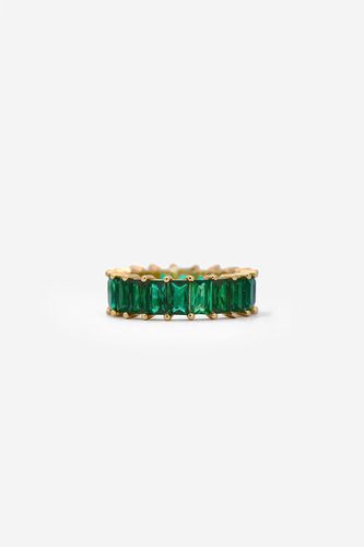 Womens Gold Thick Ring With Emerald Green Stones - - K - MUCHV - Modalova