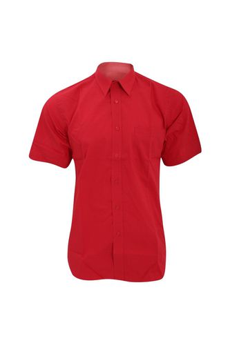 Short Sleeve Poplin Shirt - Red - S - Fruit of the Loom - Modalova