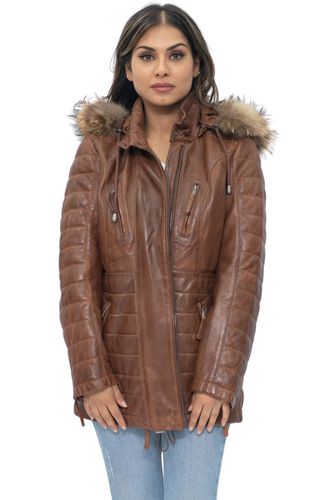 Womens Quilted Leather Parka Jacket-Curitiba - - 18 - Infinity Leather - Modalova