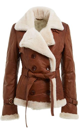 Womens Double Breasted Sheepskin Aviator Jacket-Leshan - - 24 - Infinity Leather - Modalova