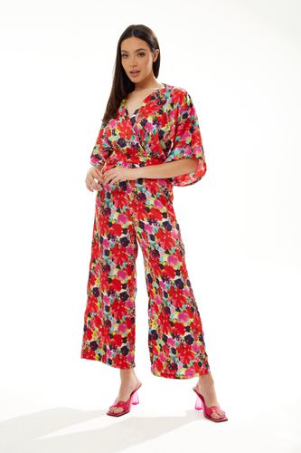 Womens Floral Jumpsuit with Short Sleeves - 8 - NastyGal UK (+IE) - Modalova