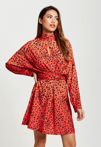 Womens Animal Print Dress With Open Neck Detail In Orange - - 16 - NastyGal UK (+IE) - Modalova