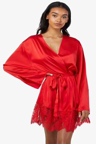 Womens Rosie Satin and Lace dressing gown - - 12 - NastyGal UK (+IE) - Modalova