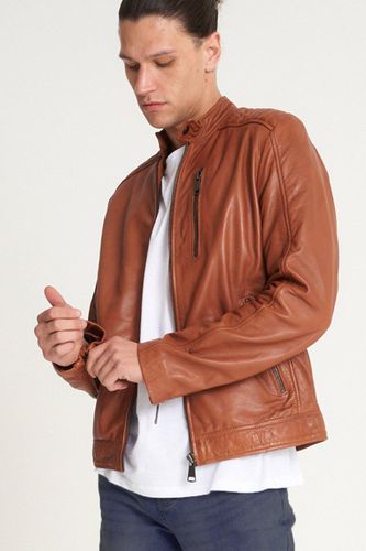 Veg Tanned Leather Racer Jacket - - L - Barneys Originals - Modalova
