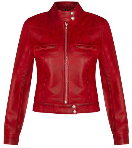 Womens Plain Leather Moto Biker Jacket-Braga - - 10 - Infinity Leather - Modalova