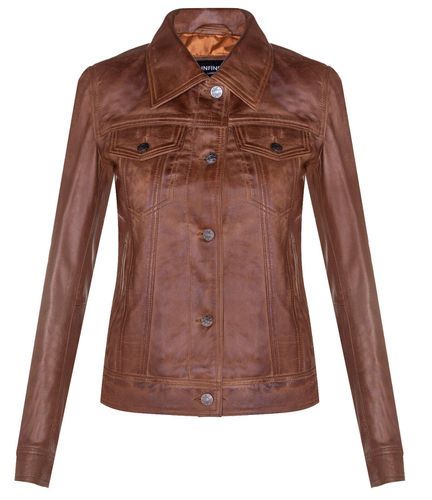 Womens Leather Trucker Jeans Jacket-Anderlecht - - 10 - Infinity Leather - Modalova