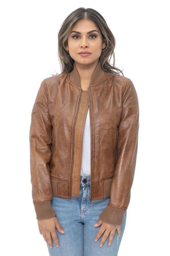 Womens MA-1 Leather Bomber Jacket-Abbotsford - - 12 - Infinity Leather - Modalova