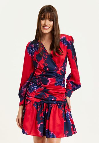 Womens Floral Print Mini Dress With Long Sleeves - 14 - Liquorish - Modalova