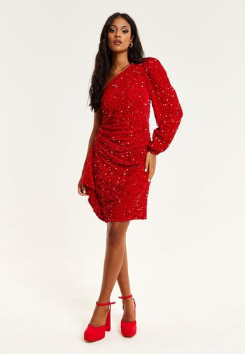 Womens Sequin Velvet One Shoulder Mini Dress - 6 - NastyGal UK (+IE) - Modalova