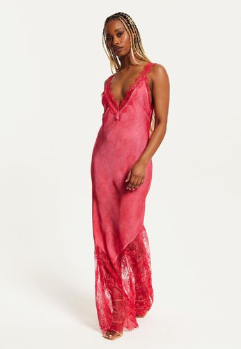 Womens Lace Detailed V-Neck Maxi Dress In - One Size - Liquorish - Modalova