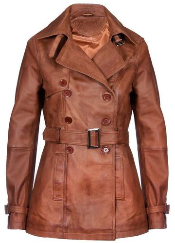 Womens Mid Length Leather Trench Coat -Oakham - - 20 - Infinity Leather - Modalova