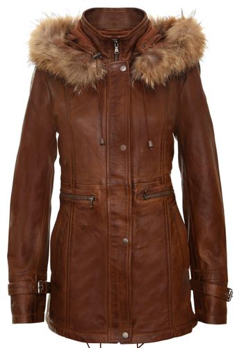 Womens Warm Leather Hooded Parka Jacket-Northwich - - 24 - Infinity Leather - Modalova