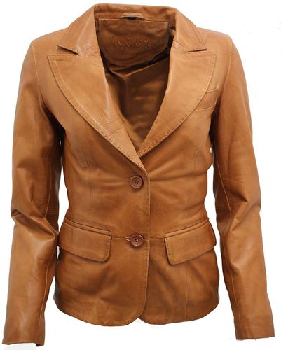 Womens 2 Button Leather Blazer Jacket-Newport - - 24 - Infinity Leather - Modalova
