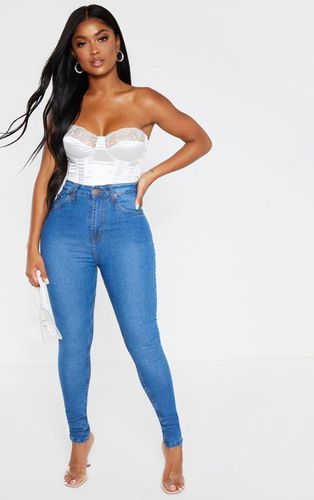 Womens Shape Mid Wash High Waist Super Stretch Skinny Jeans - - 6 - NastyGal UK (+IE) - Modalova