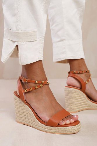 Womens 'Texas' Cross Over Ankle Strap With Studd Detail Espadrille Wedges - - 3 - Where's That From - Modalova