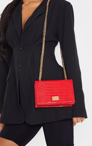 Womens Patent Croc Flap Square Cross Body Bag - One Size - NastyGal UK (+IE) - Modalova