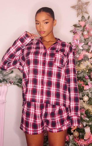 Womens Brushed Check Mix And Match Long Sleeve Button Up PJ Top - L - NastyGal UK (+IE) - Modalova