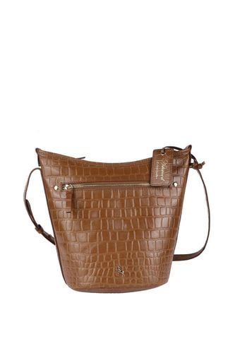 Womens 'Expression' Croc Embossed Real Leather Shoulder Bag - - One Size - Ashwood Leather - Modalova