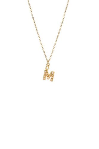 Womens Dainty Pearl Initial 'M' Necklace Gold Plated - - 18 inches - Joy by Corrine Smith - Modalova